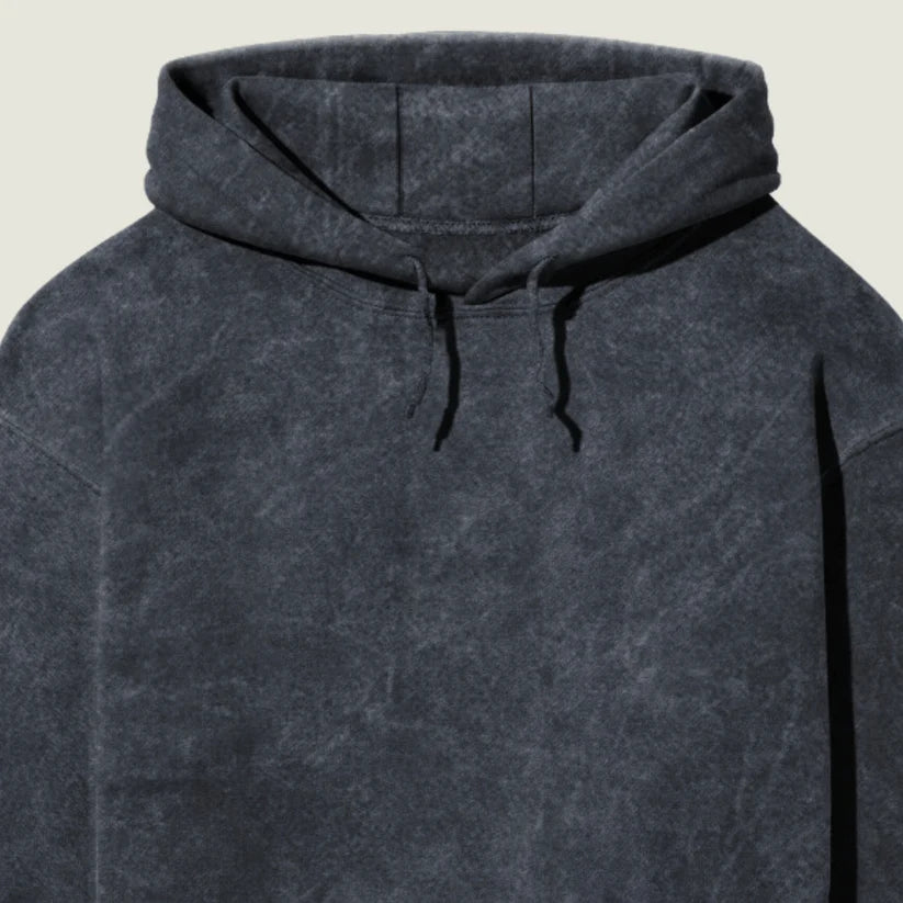 Acid Wash Navy Cotton Hoodie